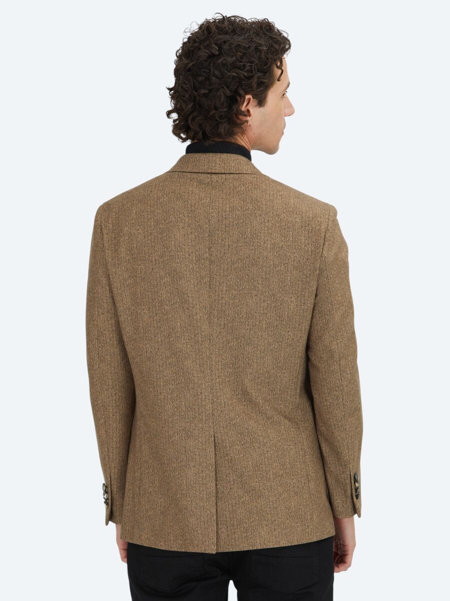 Kahverengi Baskılı Modern Fit Örme Ceket - 6