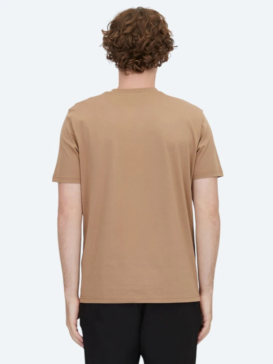 Kahverengi Bisiklet Yaka %100 Pamuk T-Shirt 