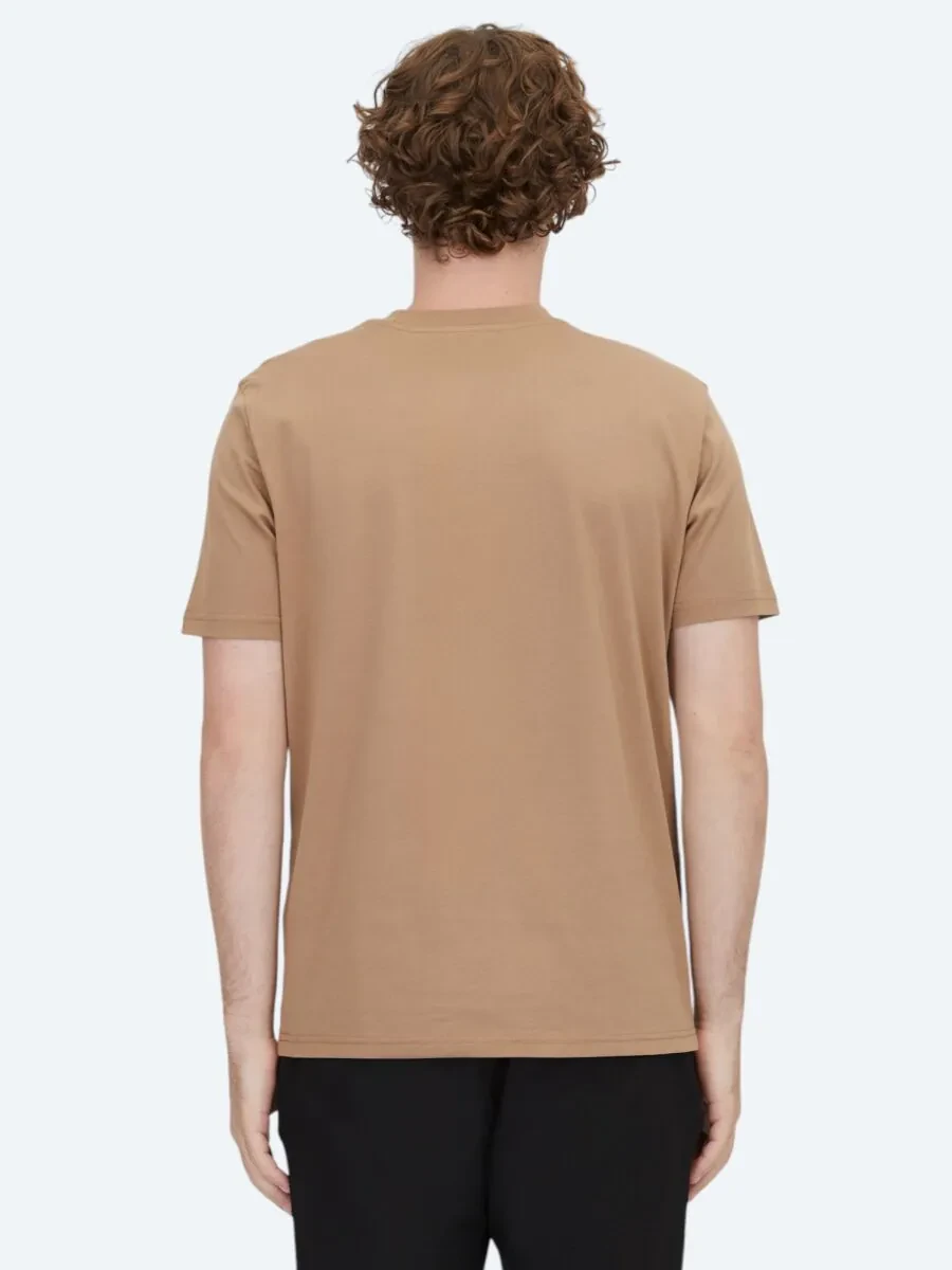 Kahverengi Bisiklet Yaka %100 Pamuk T-Shirt - 4