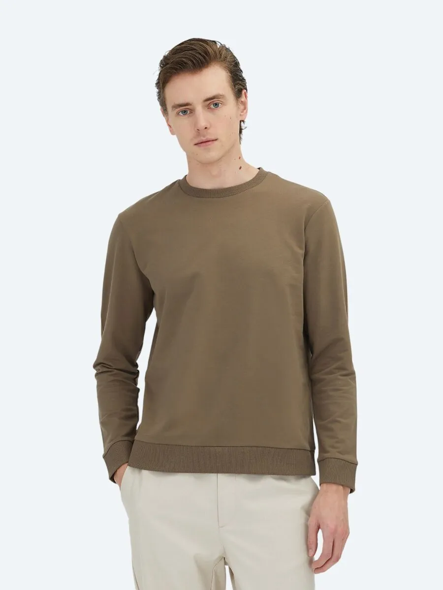 Kahverengi Bisiklet Yaka Sweatshırt - 1