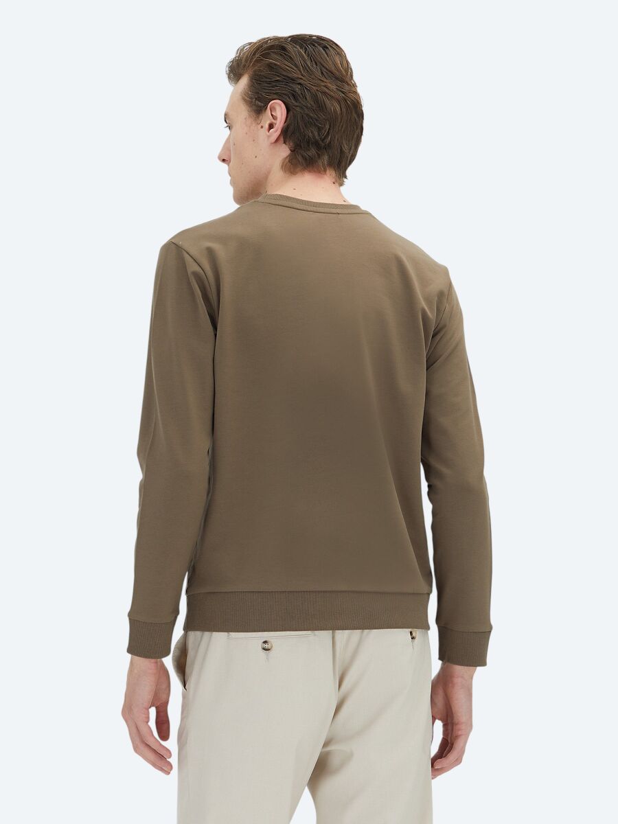 Kahverengi Bisiklet Yaka Sweatshırt - 5