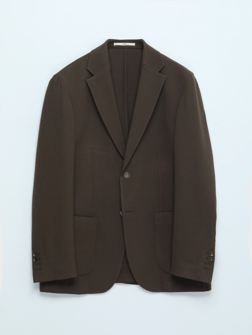 Kahverengi Çizgili Comfort Fit Ceket - 6