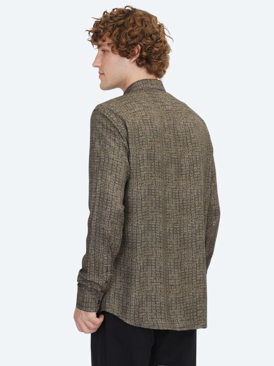 Kahverengi Çizgili Regular Fit Dokuma Casual %100 Pamuk Gömlek - 6