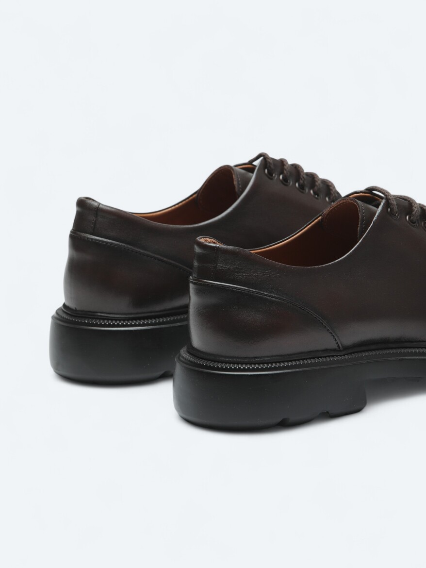 Kahverengi Deri Smart Casual Ayakkabı - 5