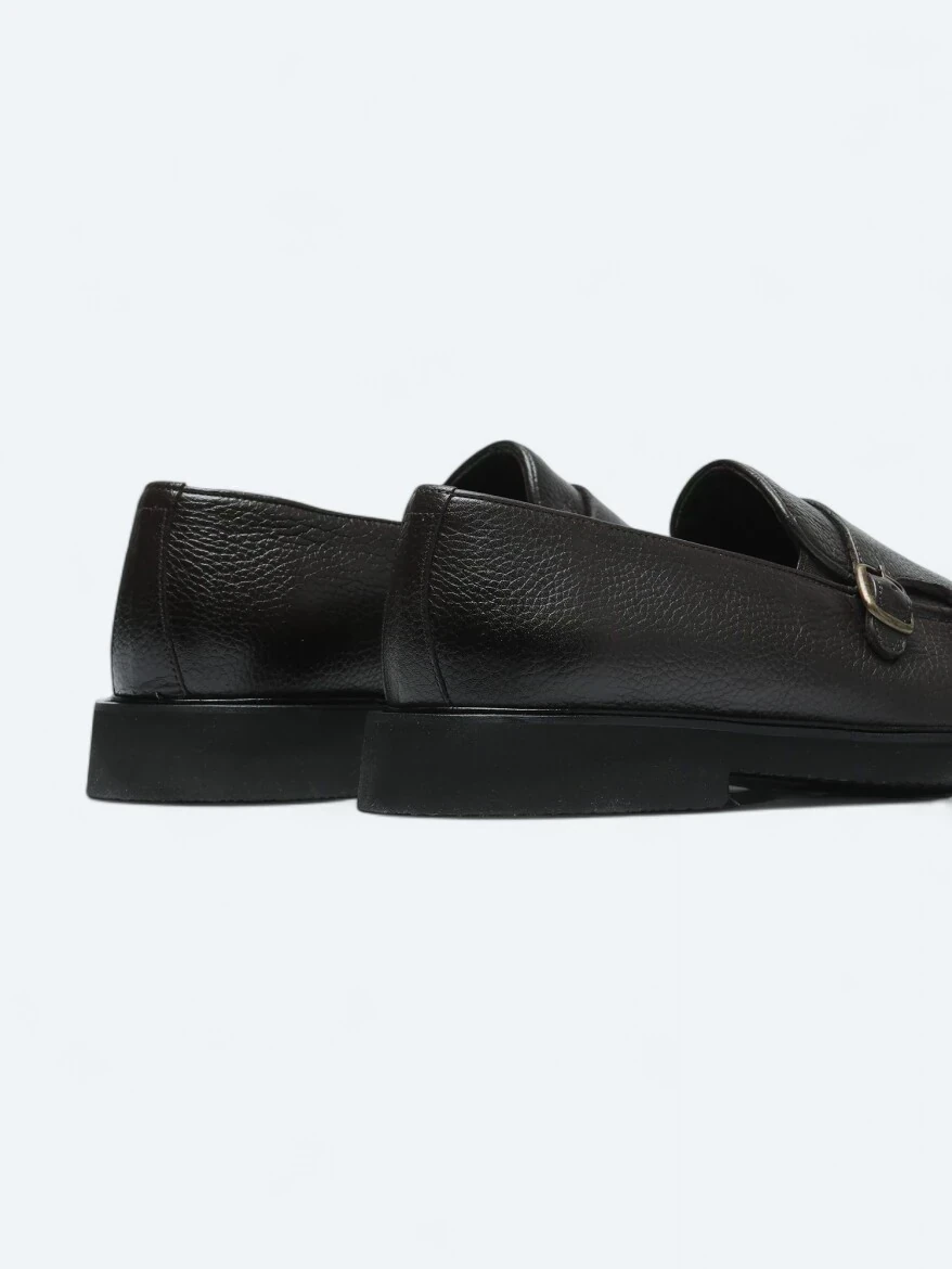 Kahverengi Deri Smart Casual Loafer - 5