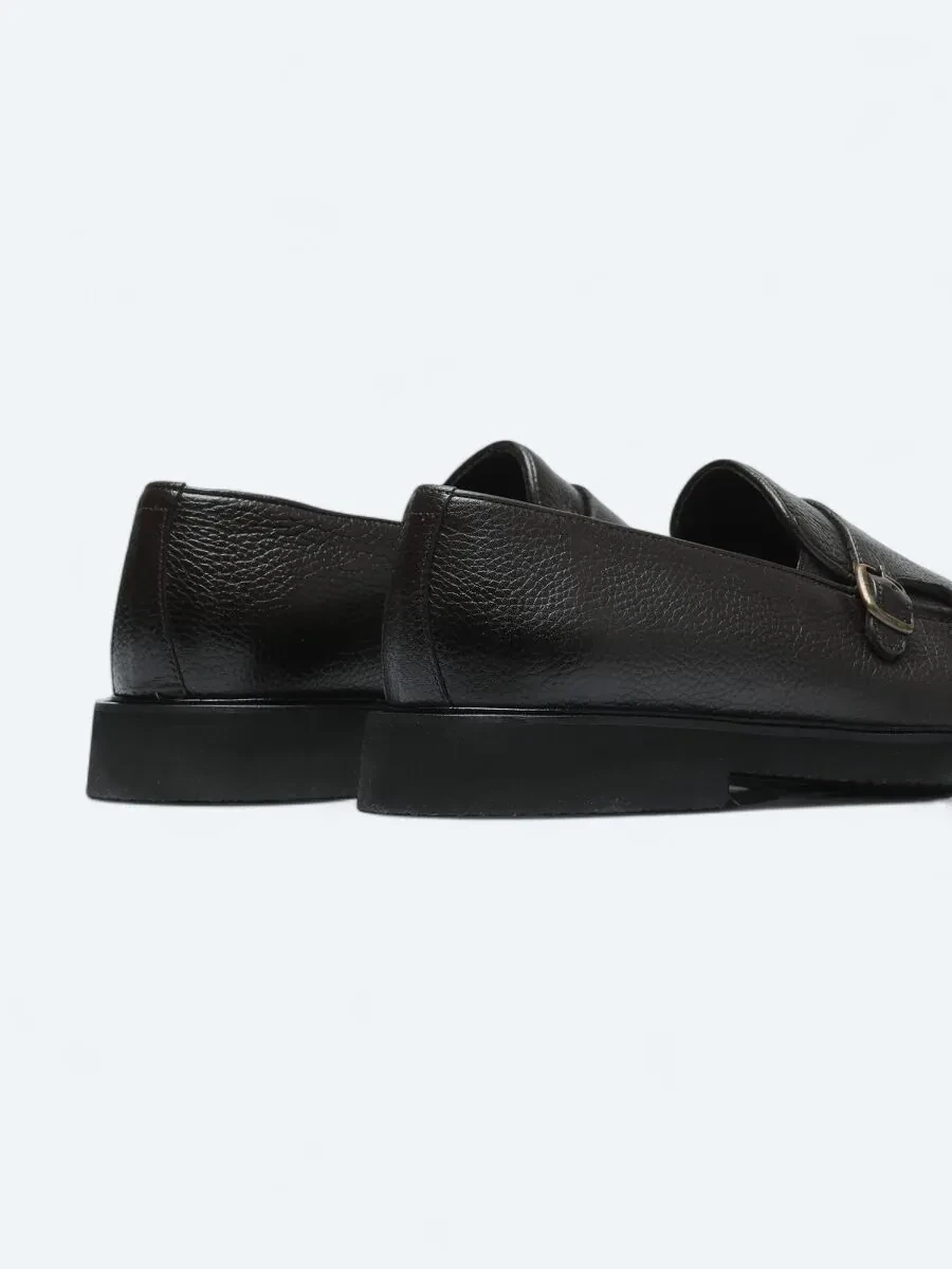 Kahverengi Deri Smart Casual Loafer - 5