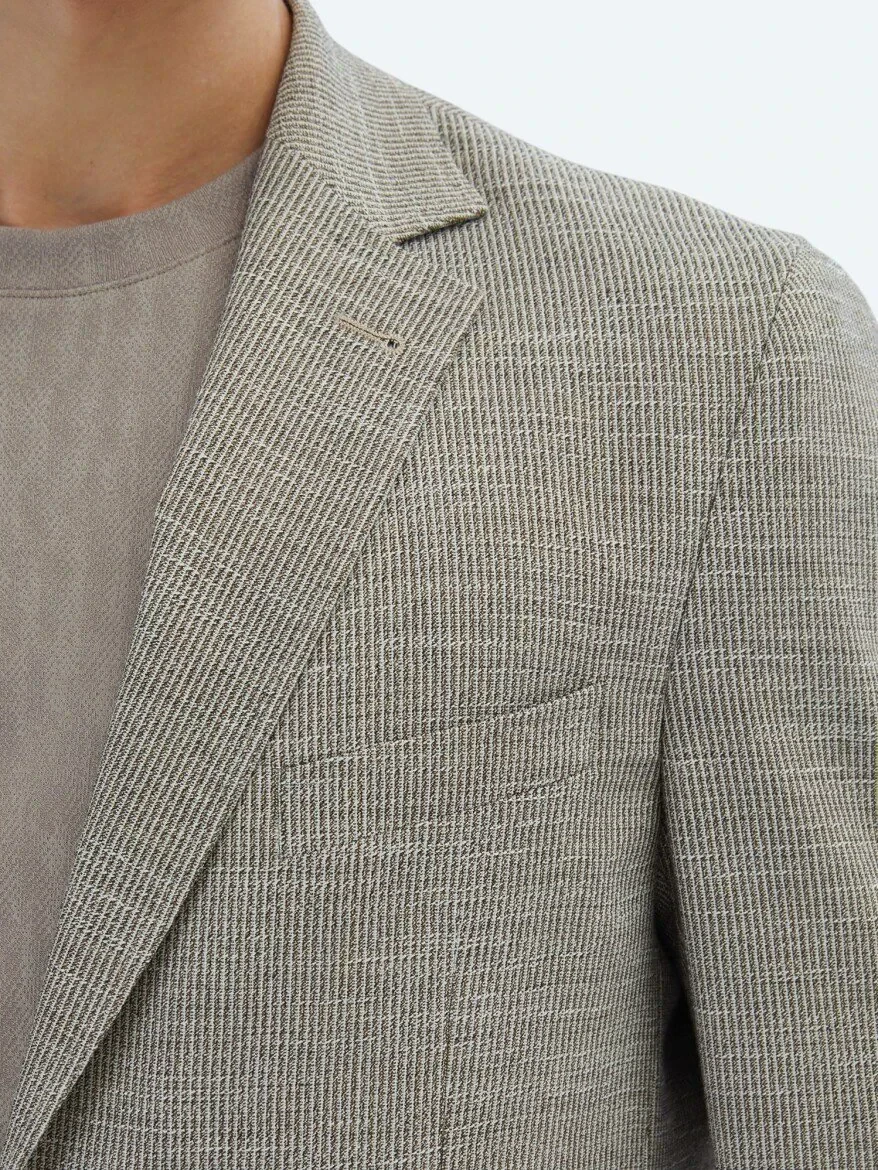 Kahverengi Desenli Modern Fit Ceket - 5
