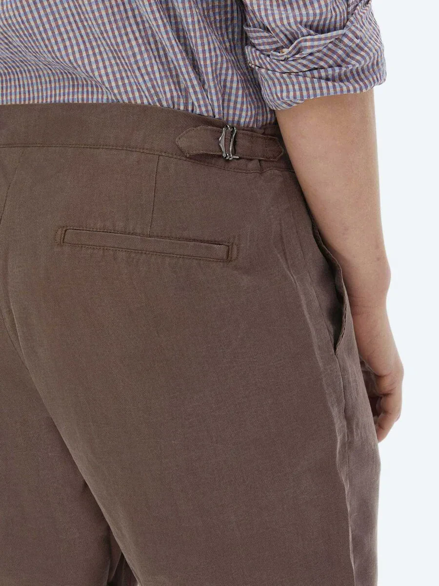 Kahverengi Dokuma Carrot Fit Casual Bermuda - 4