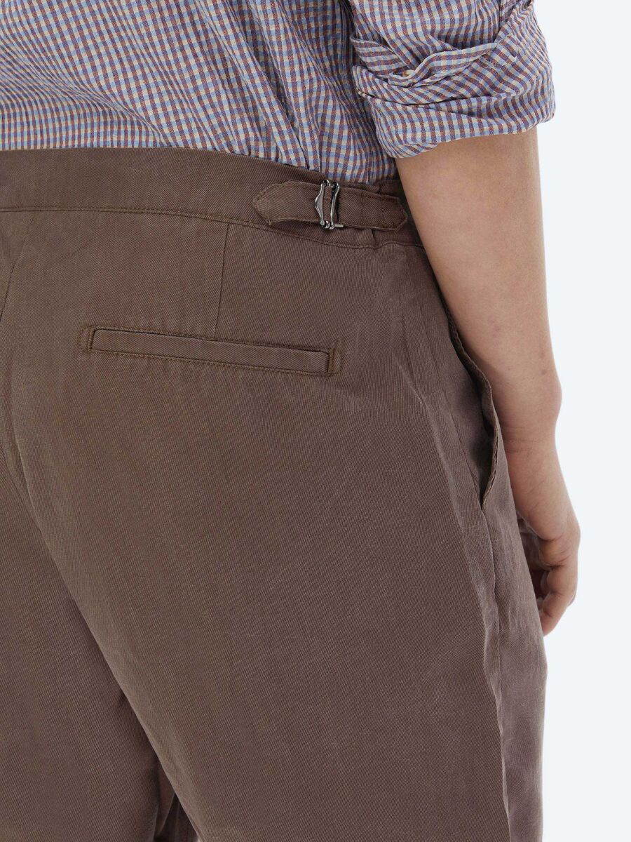 Kahverengi Dokuma Carrot Fit Casual Bermuda - 4