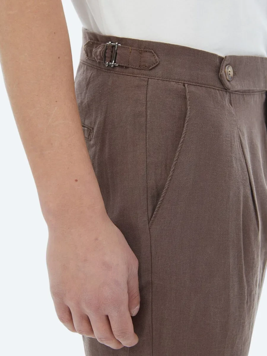 Kahverengi Dokuma Carrot Fit Casual Pantolon - 4