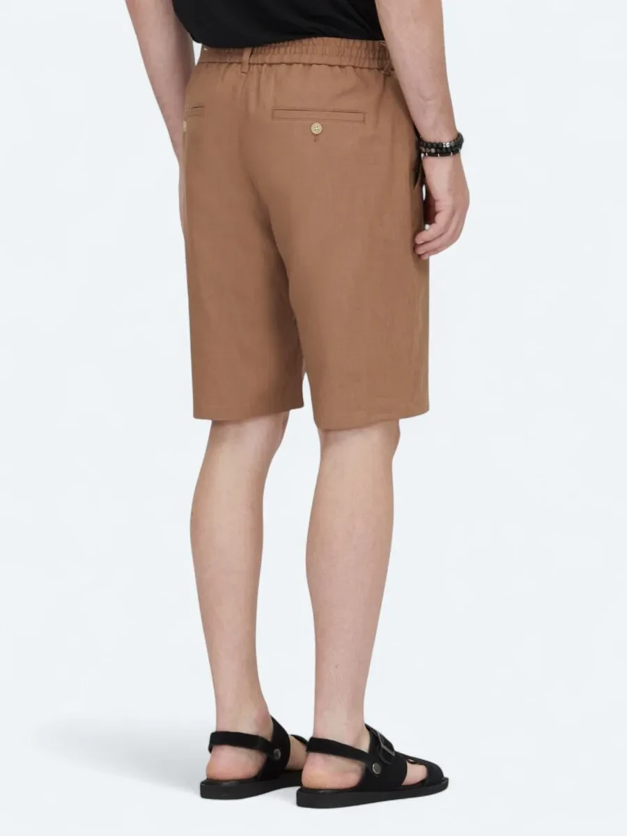 Kahverengi Dokuma Jogging Fit Casual Pamuk Karışımlı Bermuda - 4