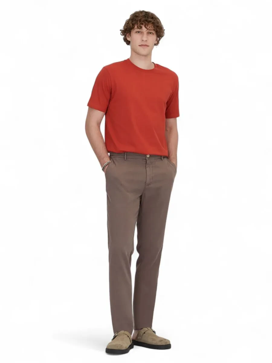 Kahverengi Dokuma Jogging Fit Casual Pamuk Karışımlı Pantolon - 1