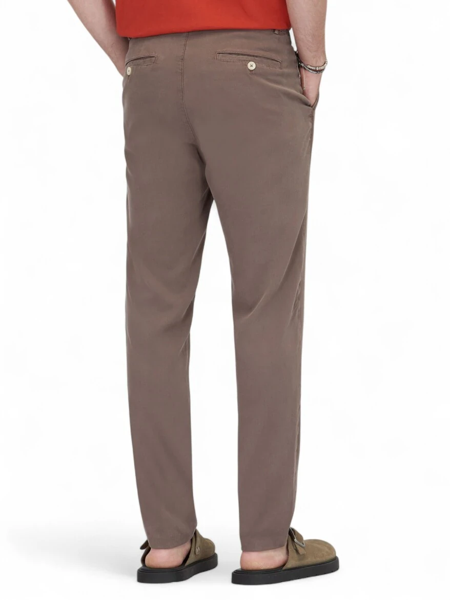 Kahverengi Dokuma Jogging Fit Casual Pamuk Karışımlı Pantolon - 4
