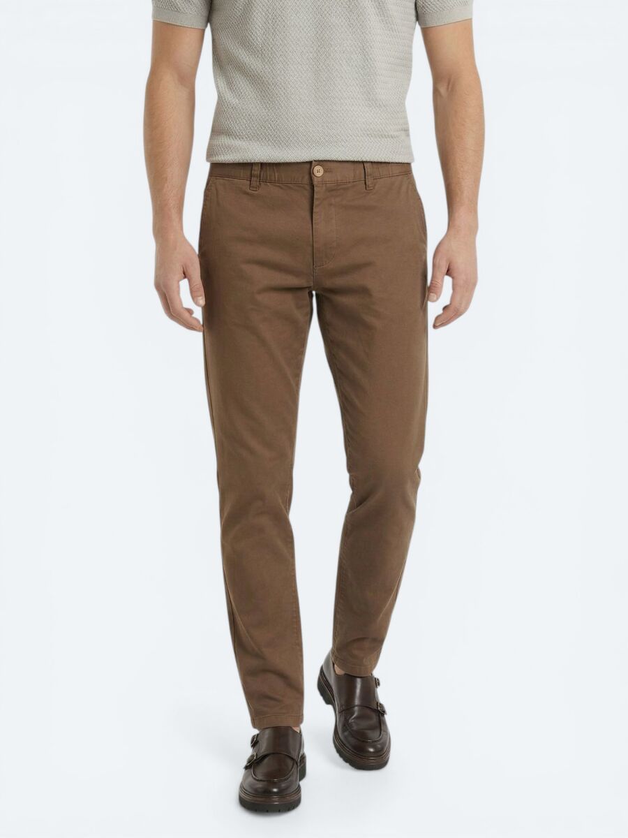 Kahverengi Dokuma Jogging Fit Casual Pamuk Karışımlı Pantolon - 2