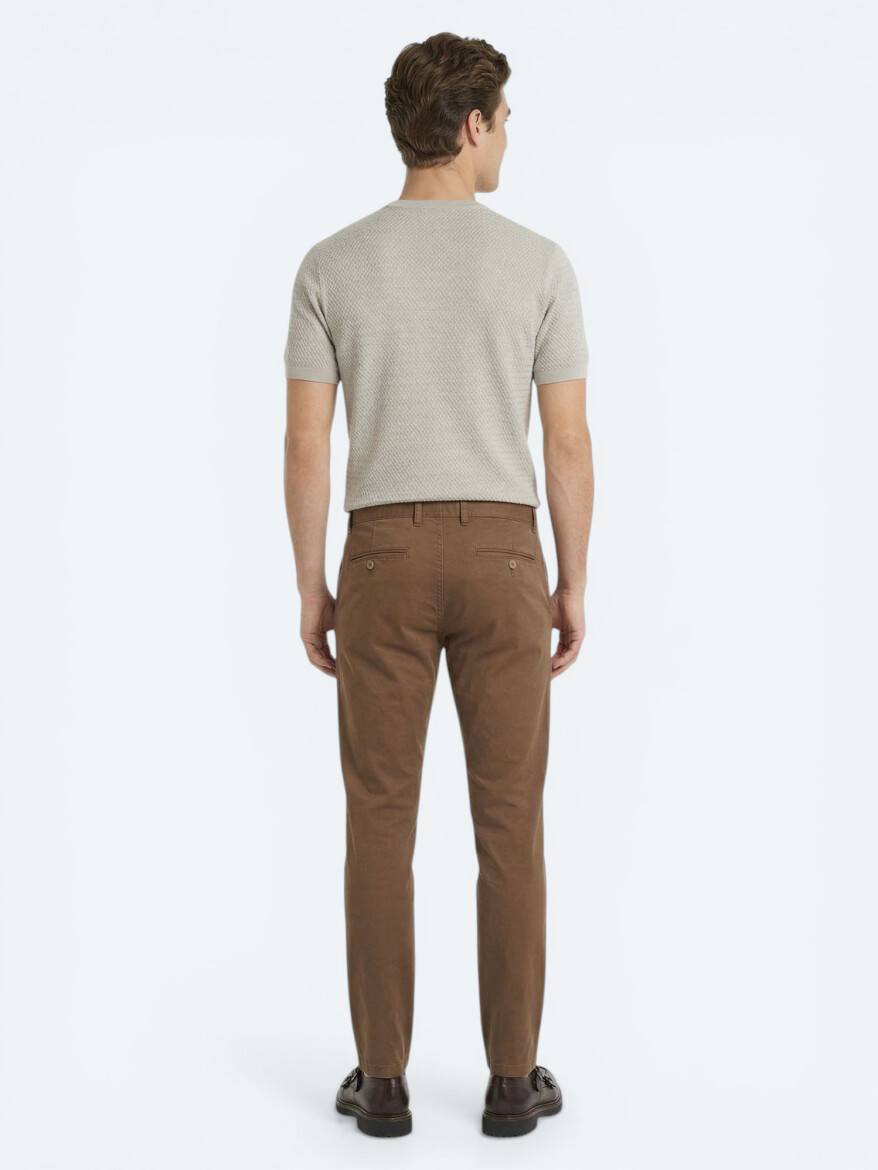 Kahverengi Dokuma Jogging Fit Casual Pamuk Karışımlı Pantolon - 5