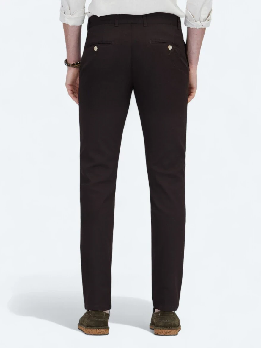 Kahverengi Dokuma Regular Fit Casual Pamuk Karışımlı Pantolon 