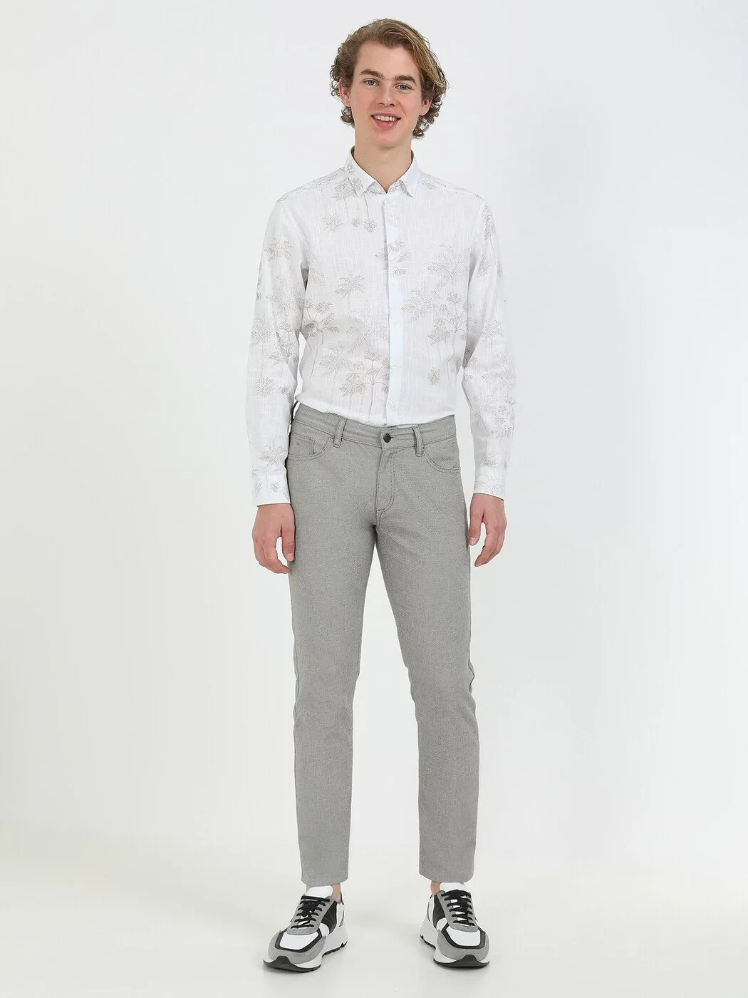 Kahverengi Dokuma Slim Fit Casual Pamuk Karışımlı Pantolon - 4