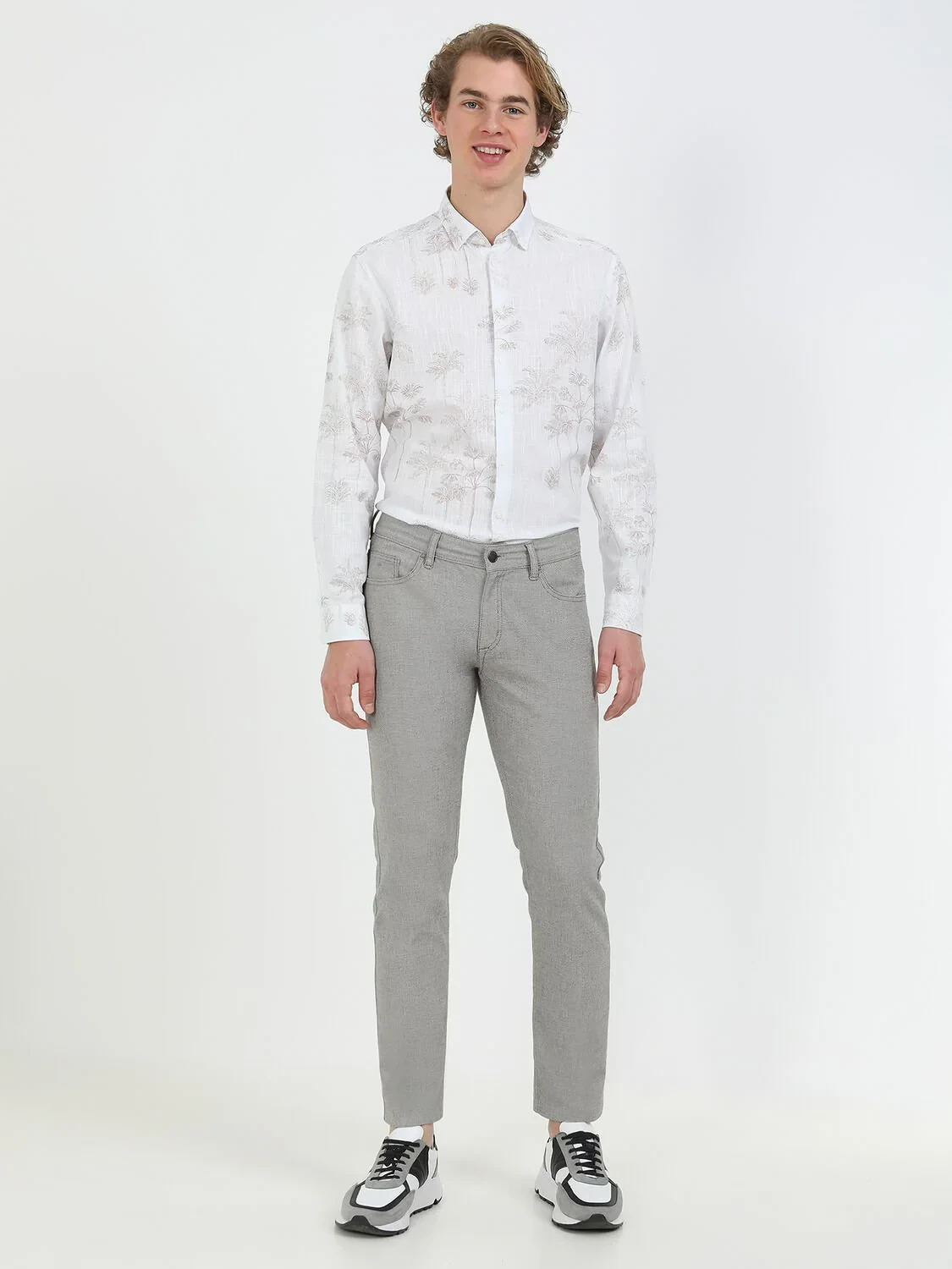 Kahverengi Dokuma Slim Fit Casual Pamuk Karışımlı Pantolon - 4