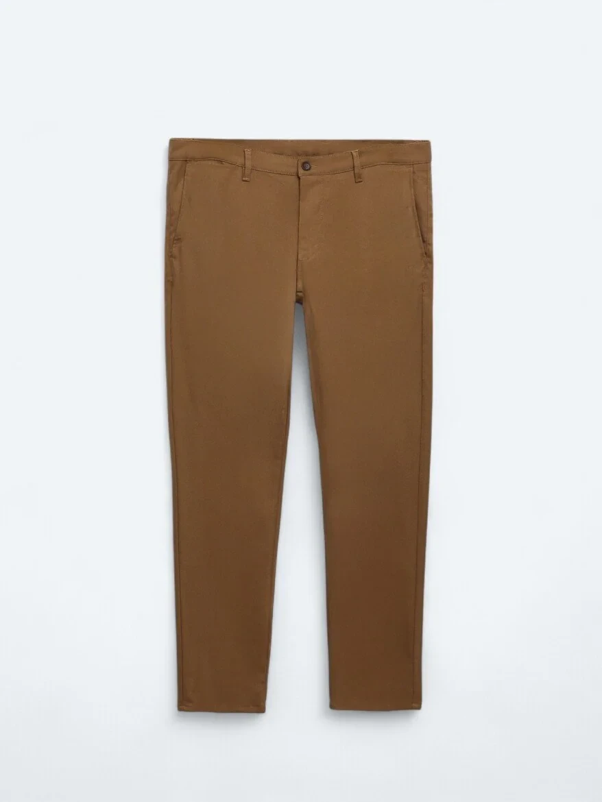 Kahverengi Dokuma Slim Fit Casual Pantolon - 6