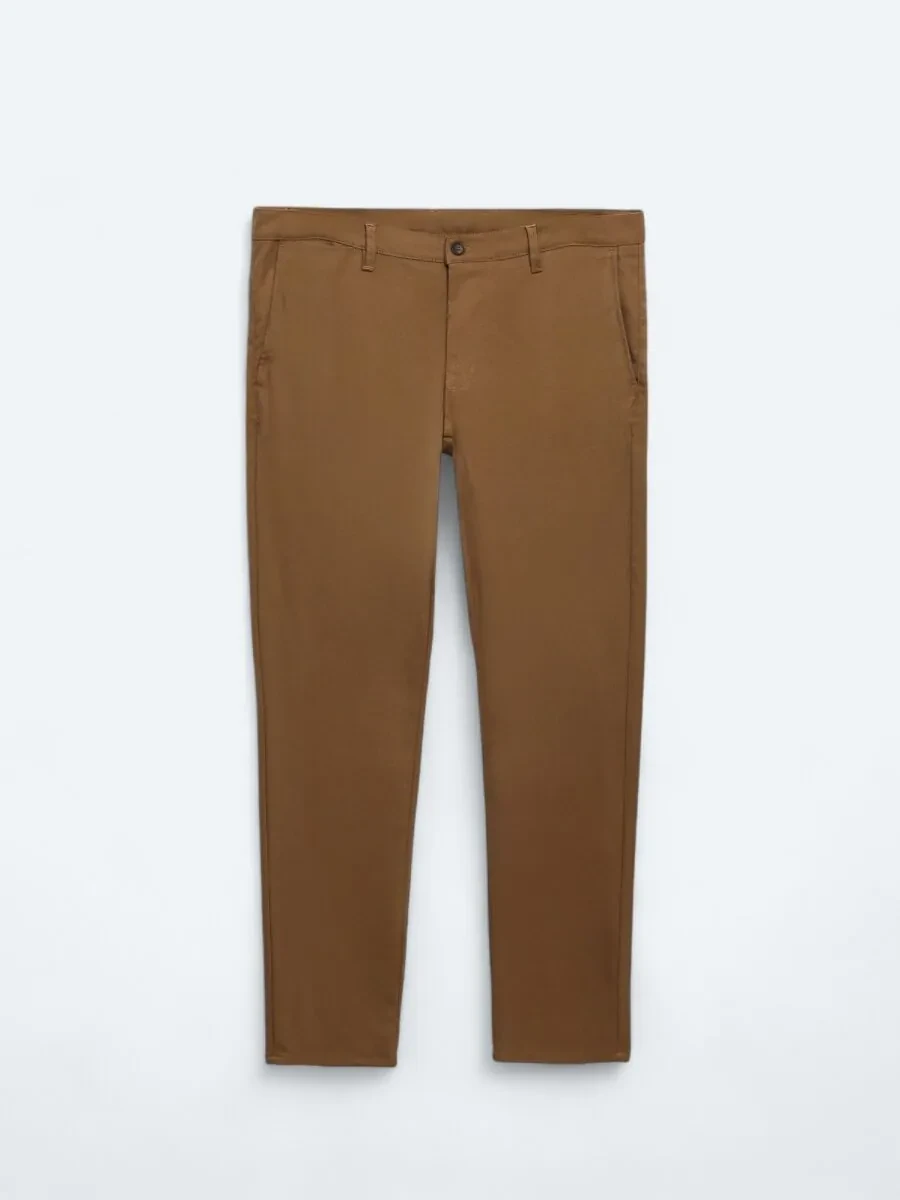 Kahverengi Dokuma Slim Fit Casual Pantolon - 6