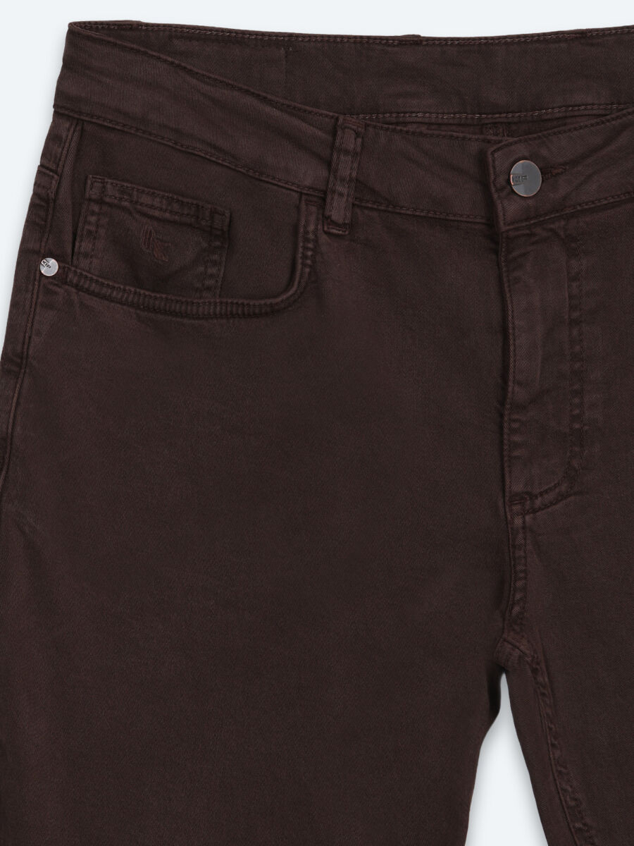 Kahverengi Dokuma Slim Fit Spor Pamuk Karışımlı Pantolon - 7
