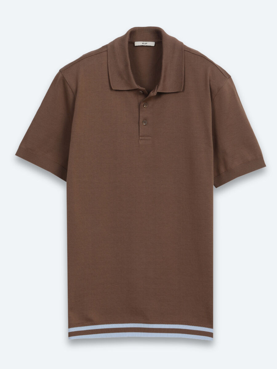 Kahverengi Düz %100 Pamuk T-Shirt - 6