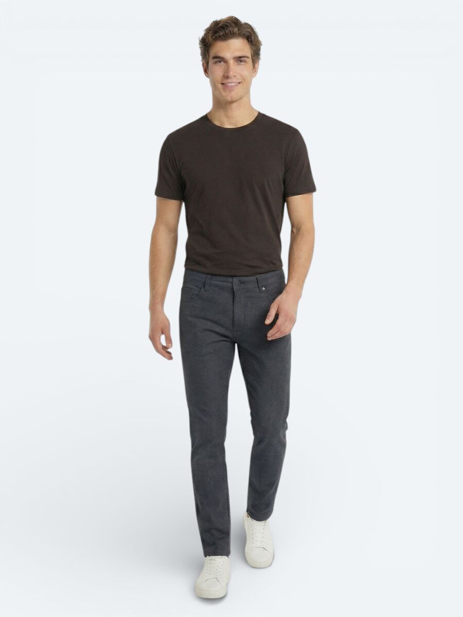 Kahverengi Düz %100 Pamuk T-Shirt - 2