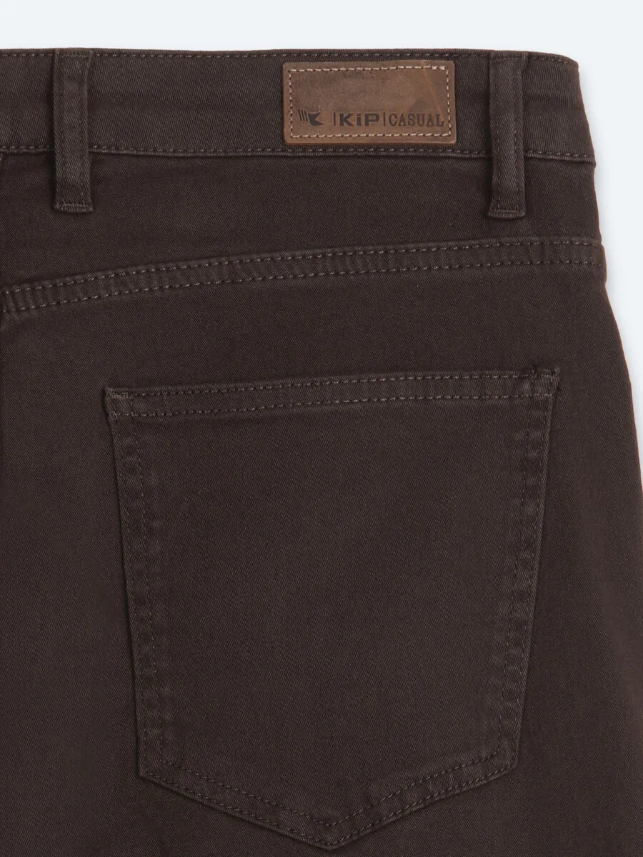 Kahverengi Düz Dokuma Slim Fit Spor Pamuk Karışımlı Pantolon - 9