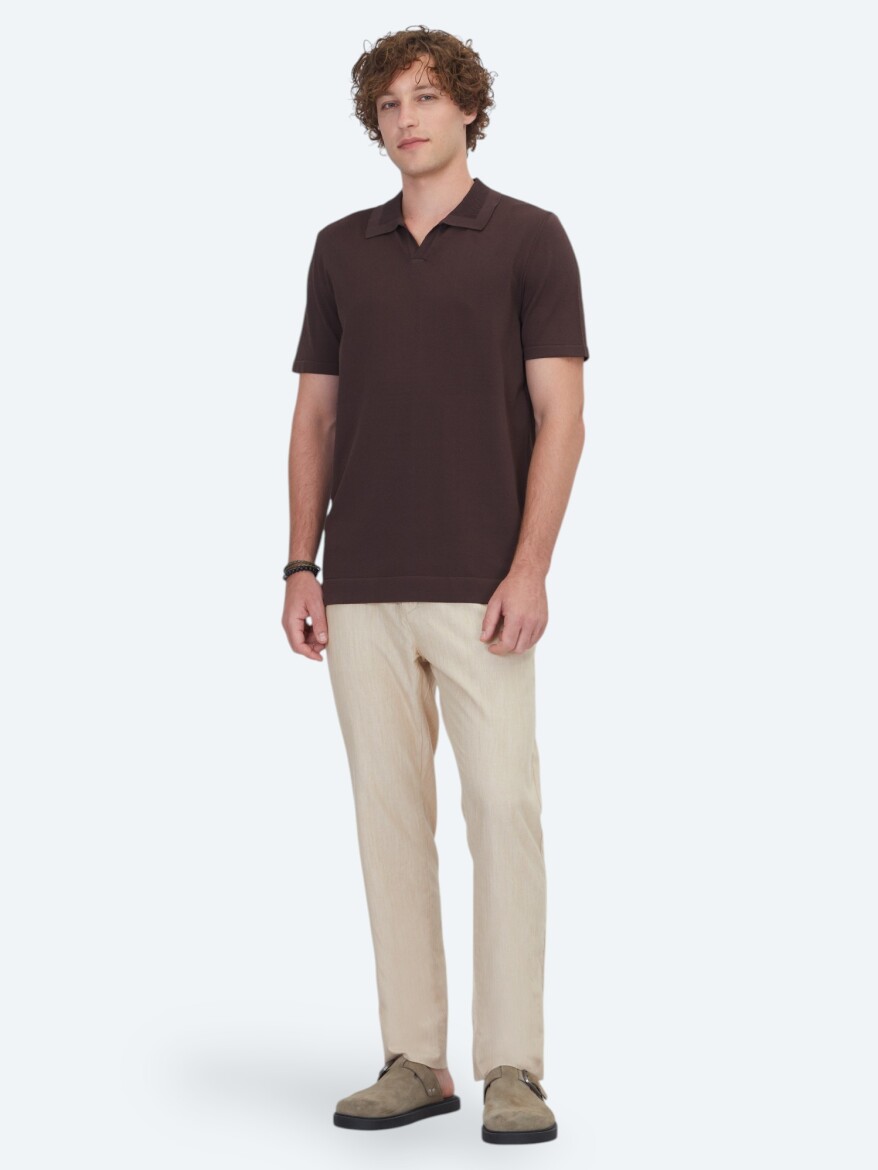 Kahverengi Düz Örgü Triko - KİP