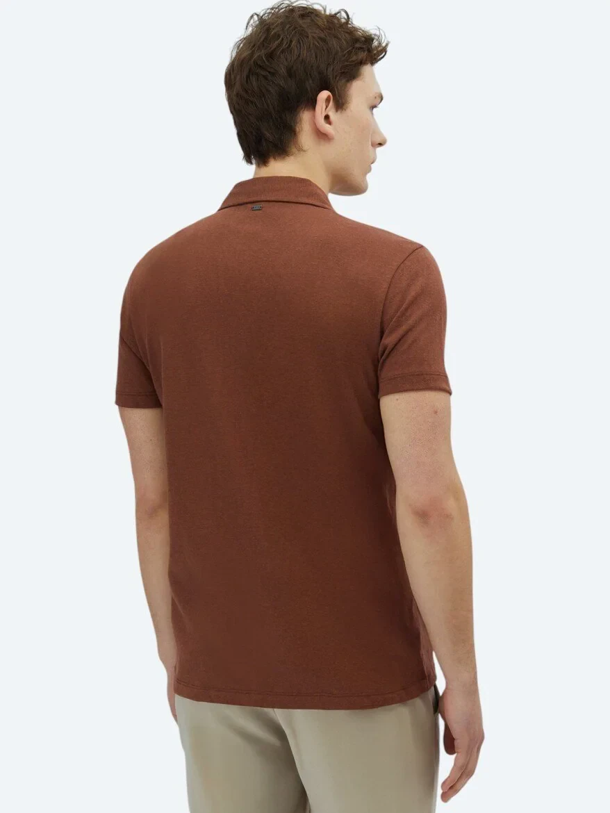 Kahverengi Düz Regular Fit Casual Pamuk Karışımlı Gömlek - 5