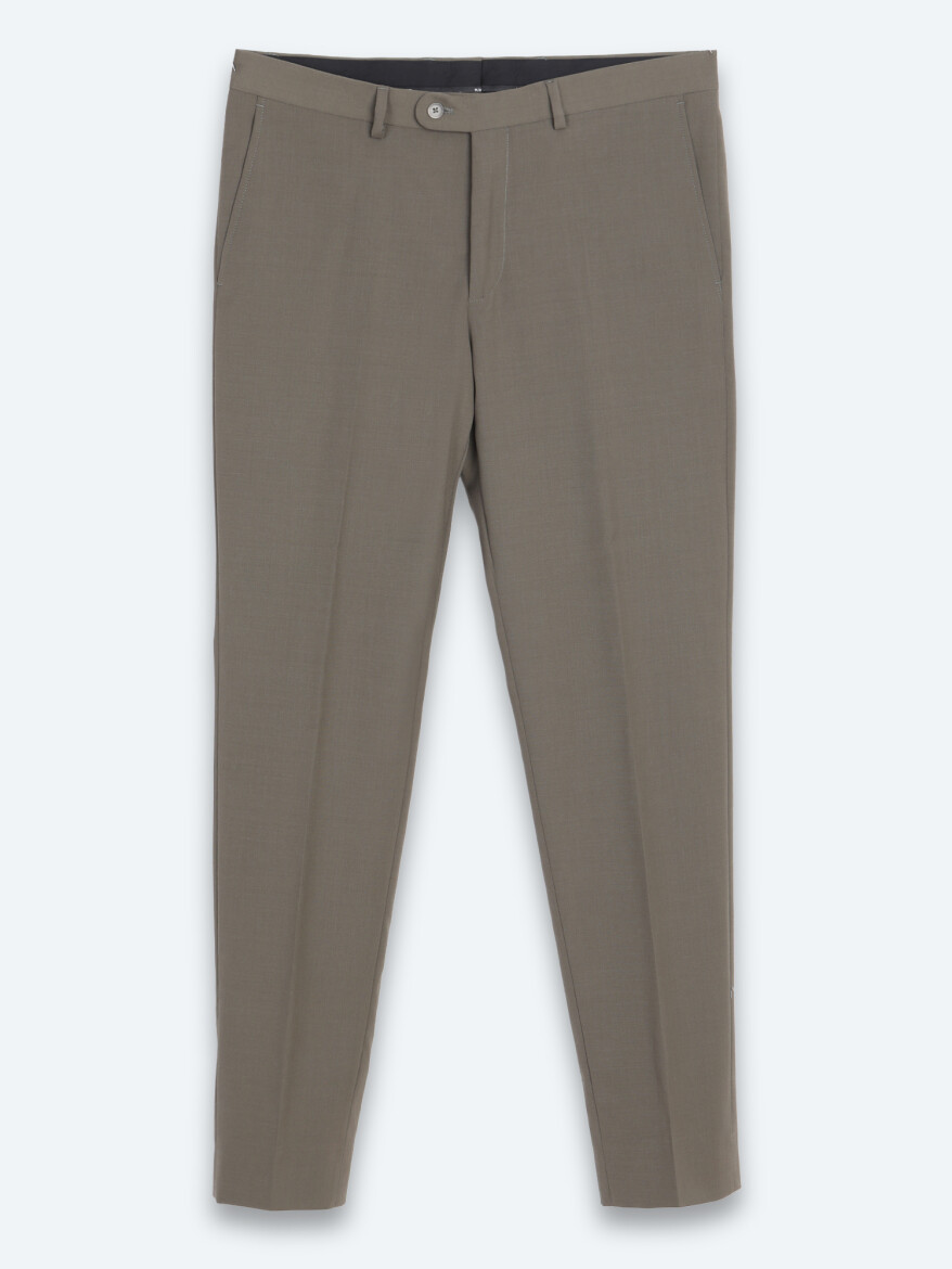Kahverengi Kareli Modern Fit %100 Yün Takım Elbise - 7