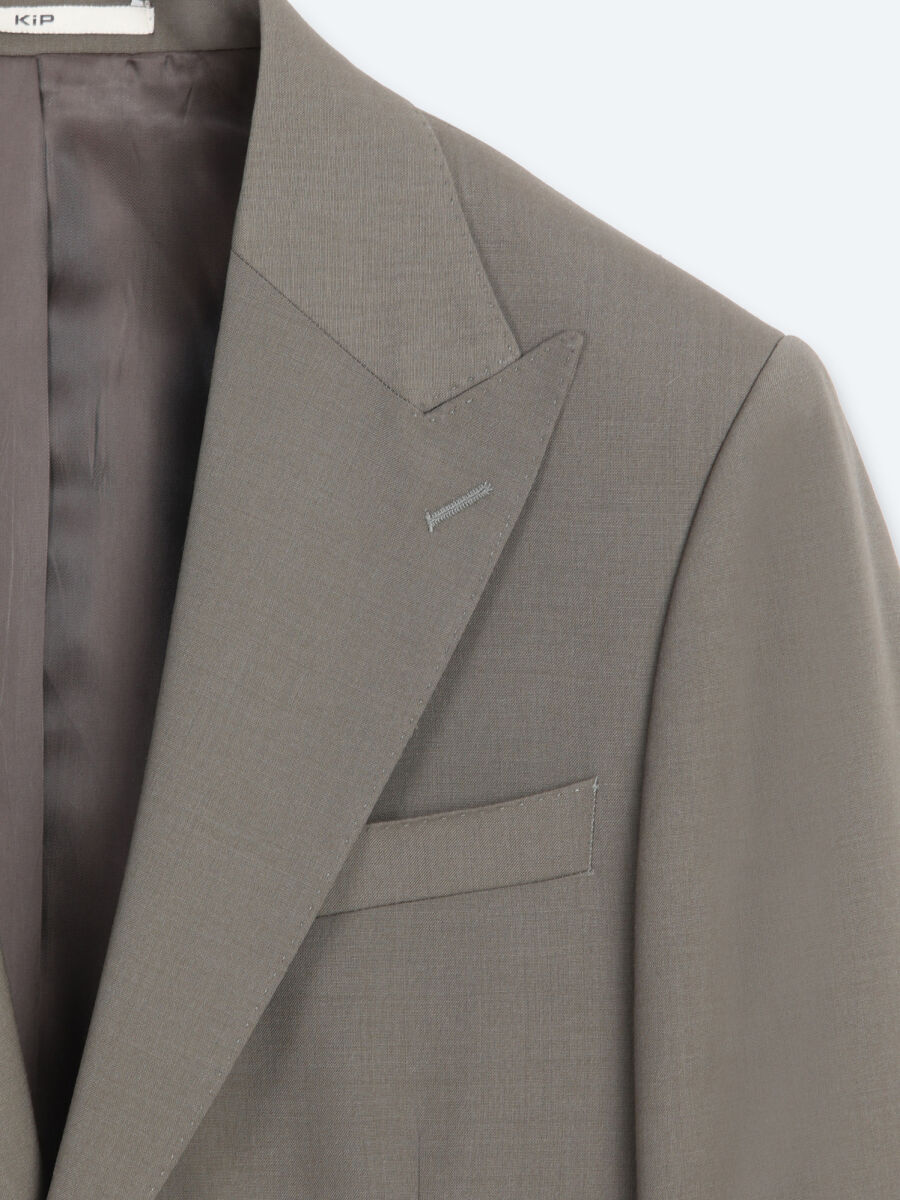 Kahverengi Kareli Modern Fit %100 Yün Takım Elbise - 8