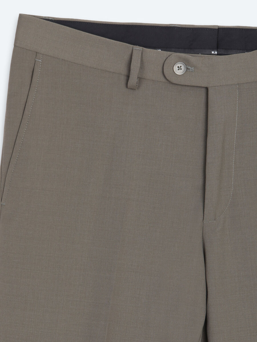 Kahverengi Kareli Modern Fit %100 Yün Takım Elbise - 10