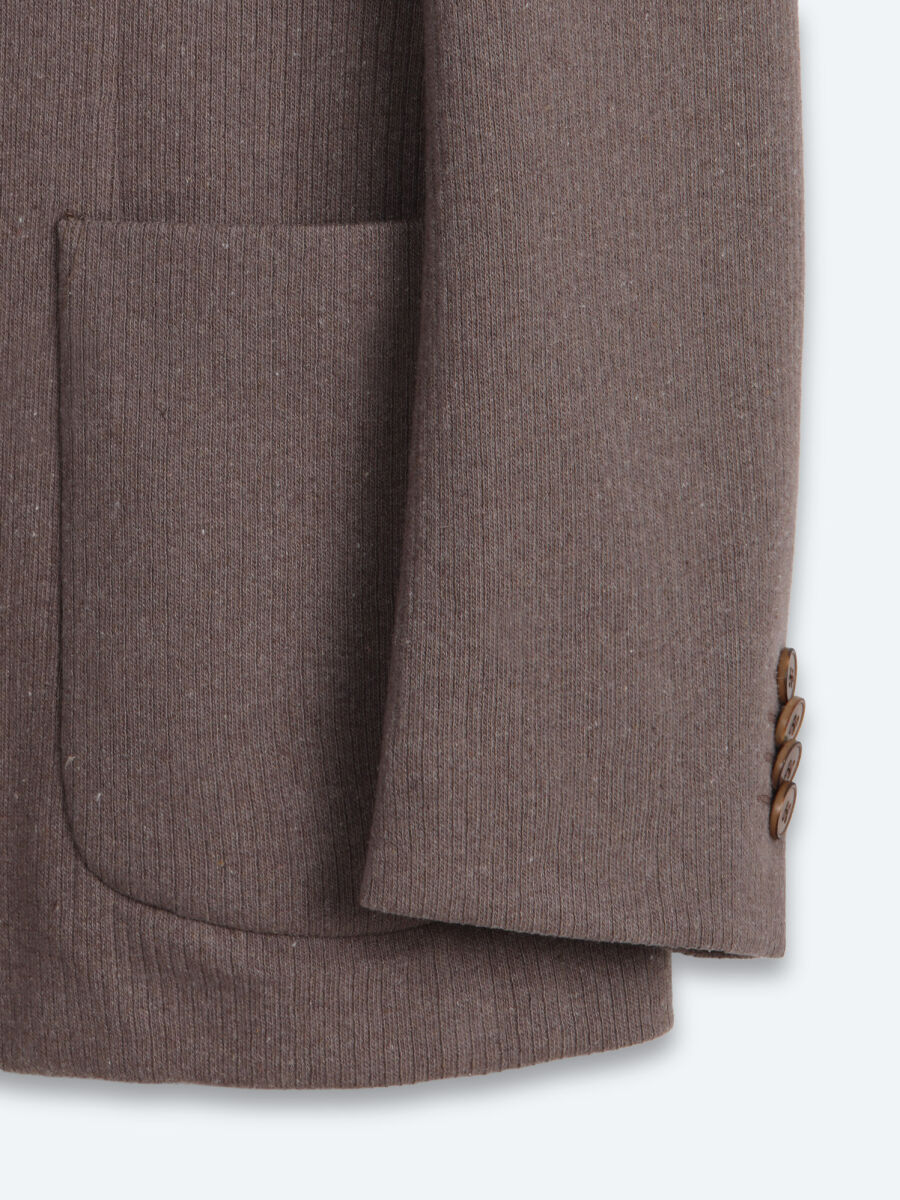 Kahverengi Kareli Modern Fit Yün Karışımlı Örme Ceket - 8