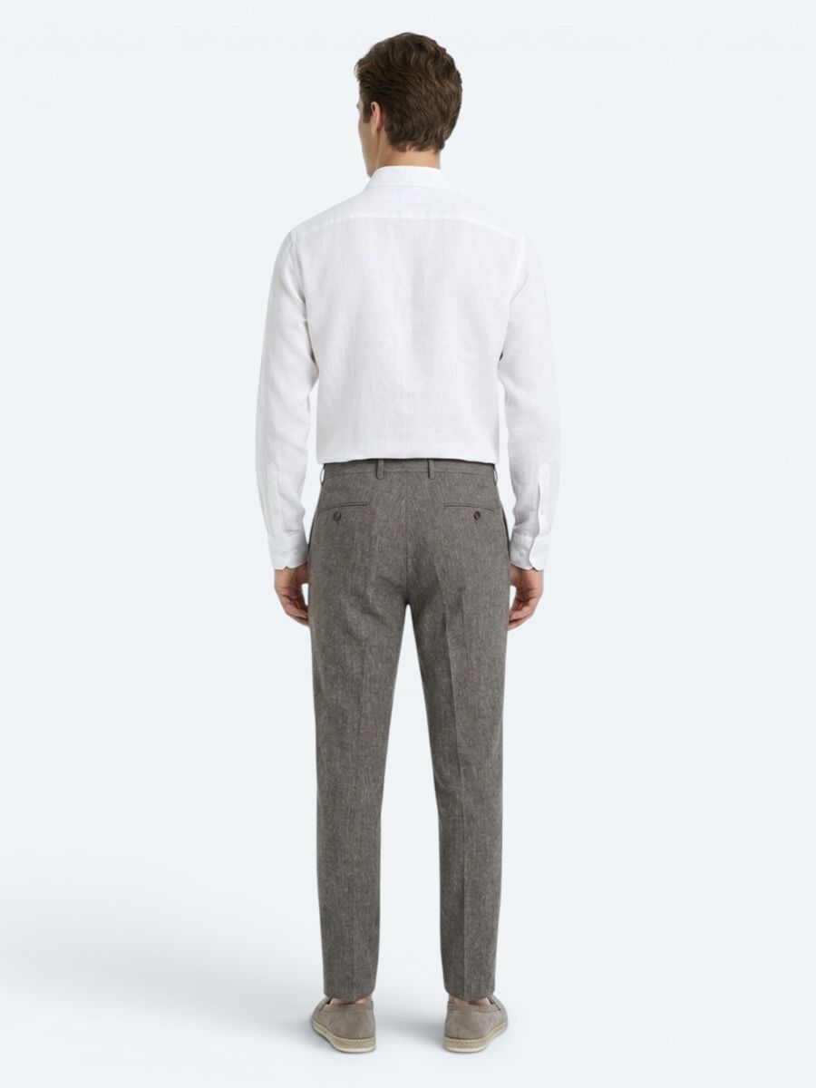 Kahverengi Kumaş Relaxed Fit Casual Keten Karışımlı Pantolon - 5