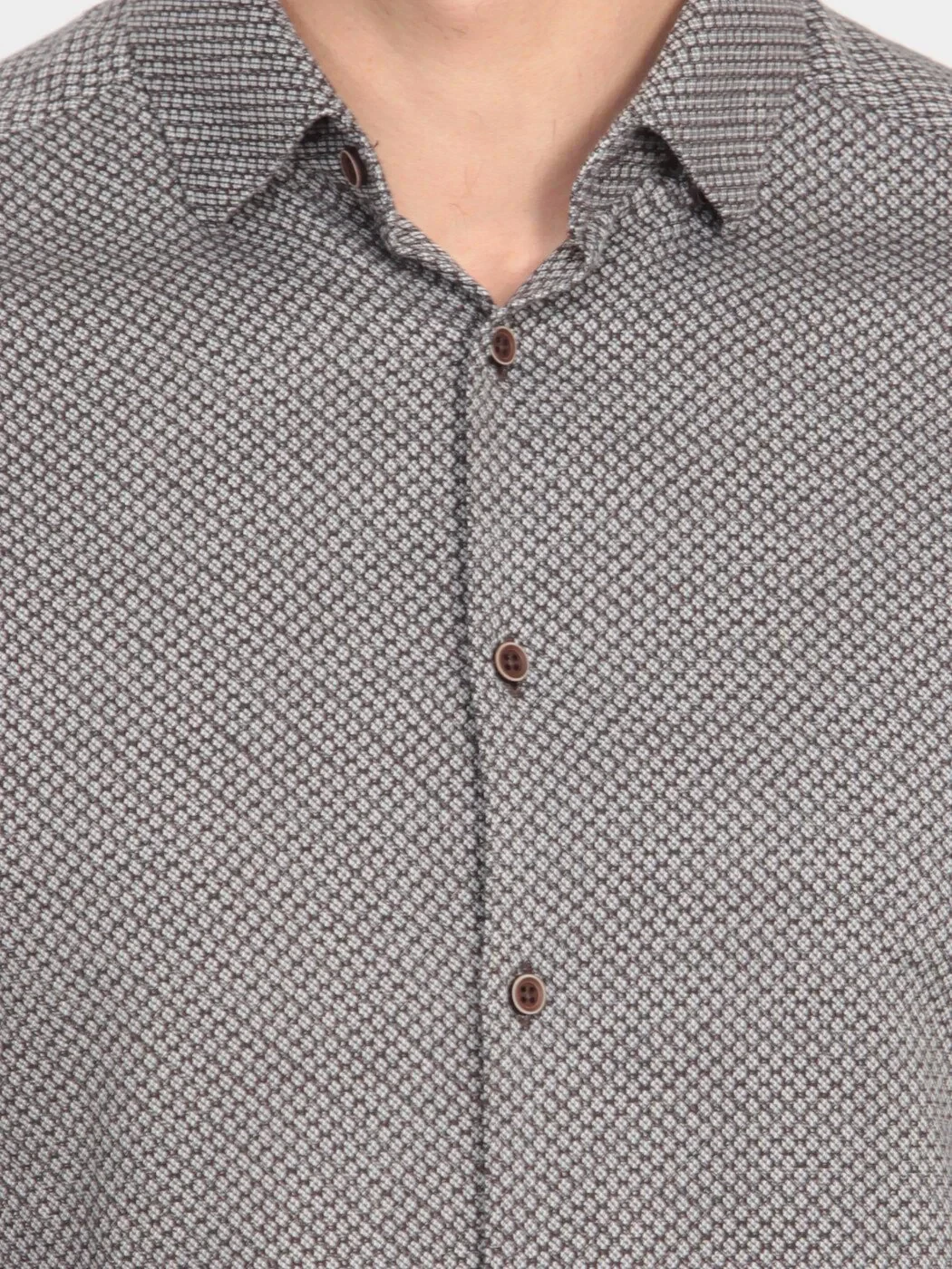 Kahverengi Mikro Slim Fit Dokuma Casual %100 Pamuk Gömlek - 4