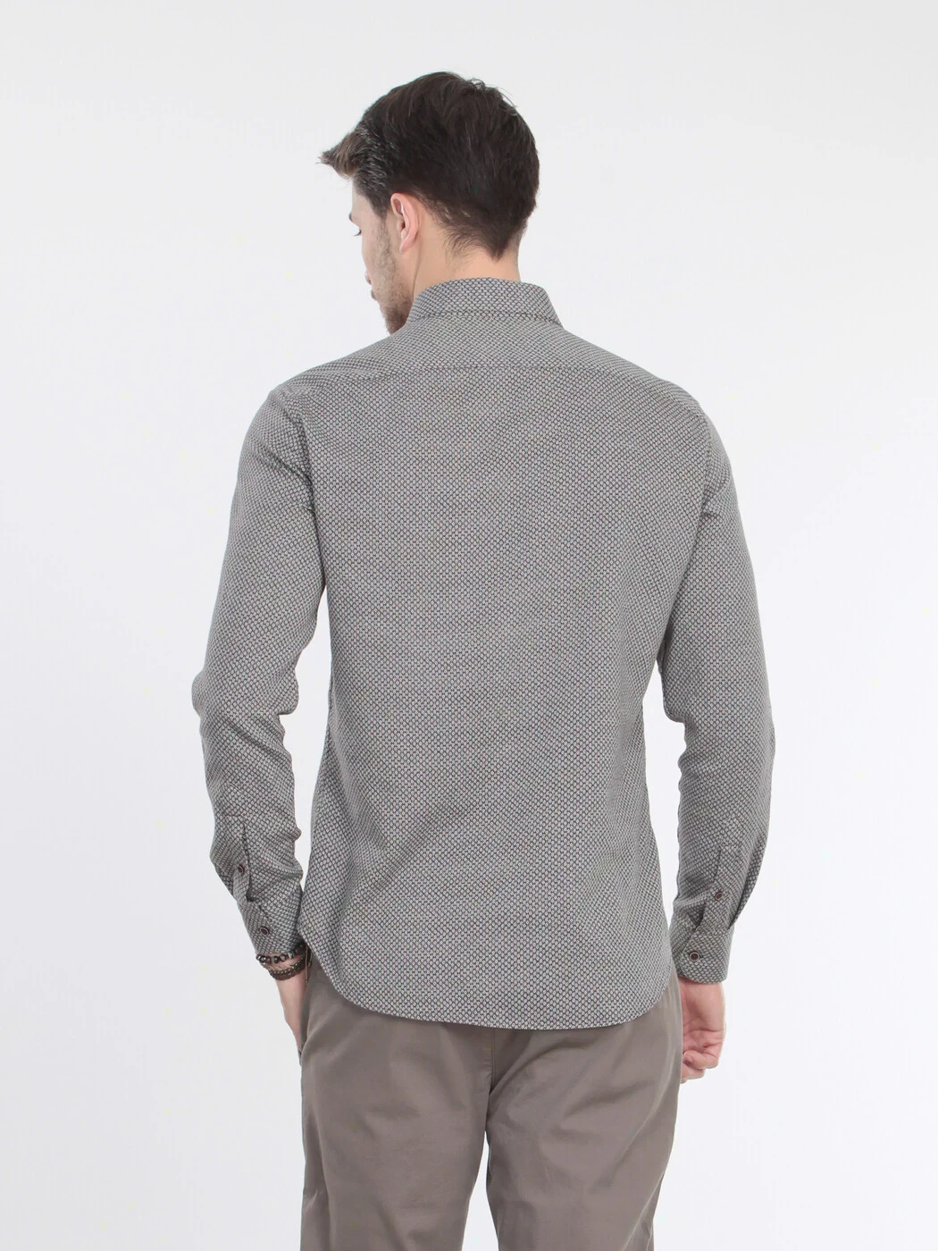 Kahverengi Mikro Slim Fit Dokuma Casual %100 Pamuk Gömlek - 5