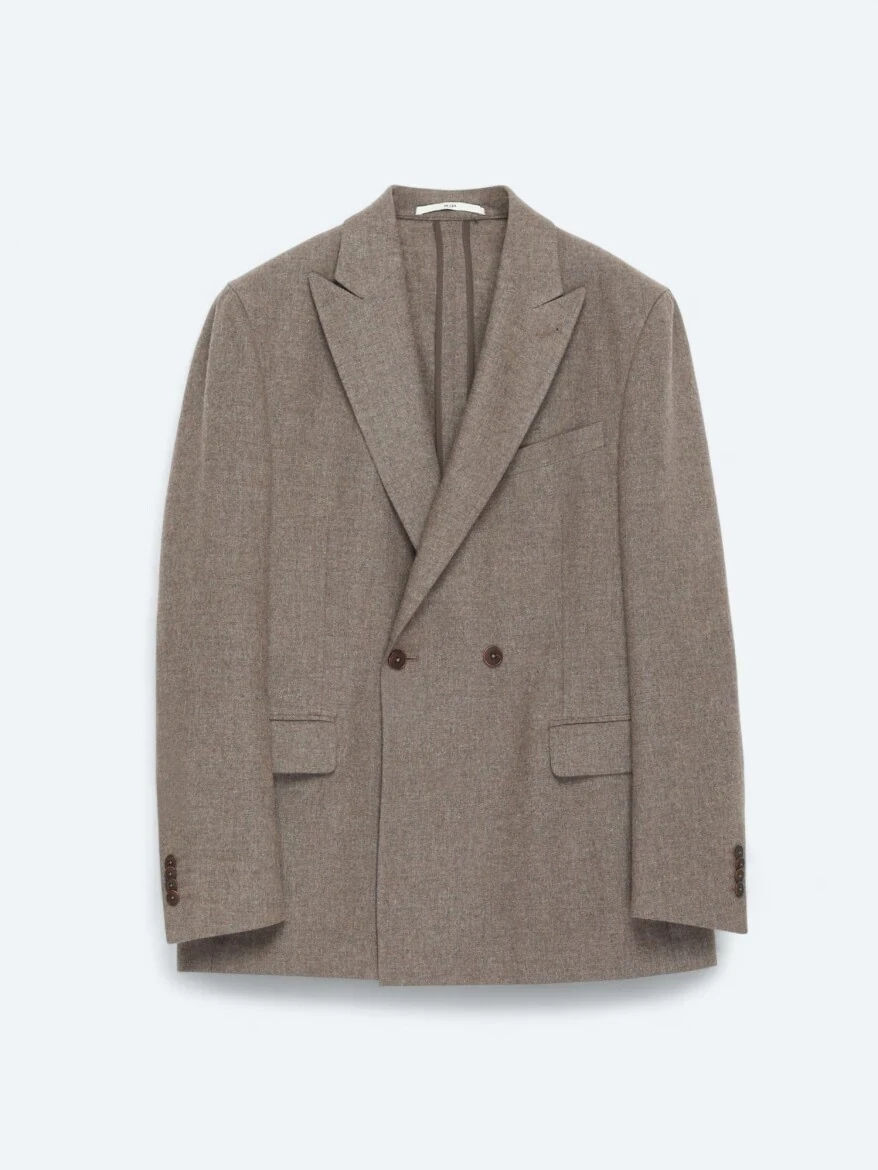 Kahverengi Modern Fit Yün Karışımlı Ceket - 8