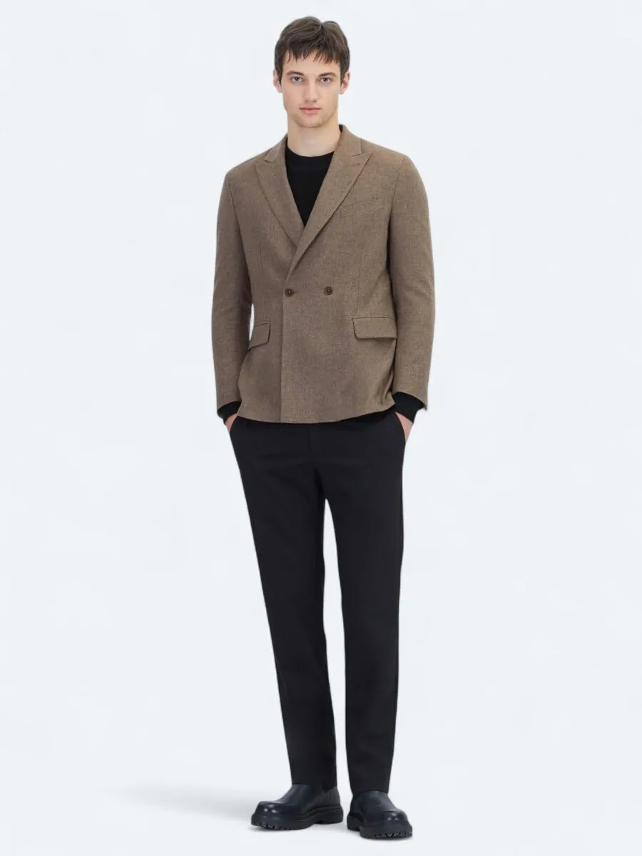 Kahverengi Modern Fit Yün Karışımlı Ceket - 2