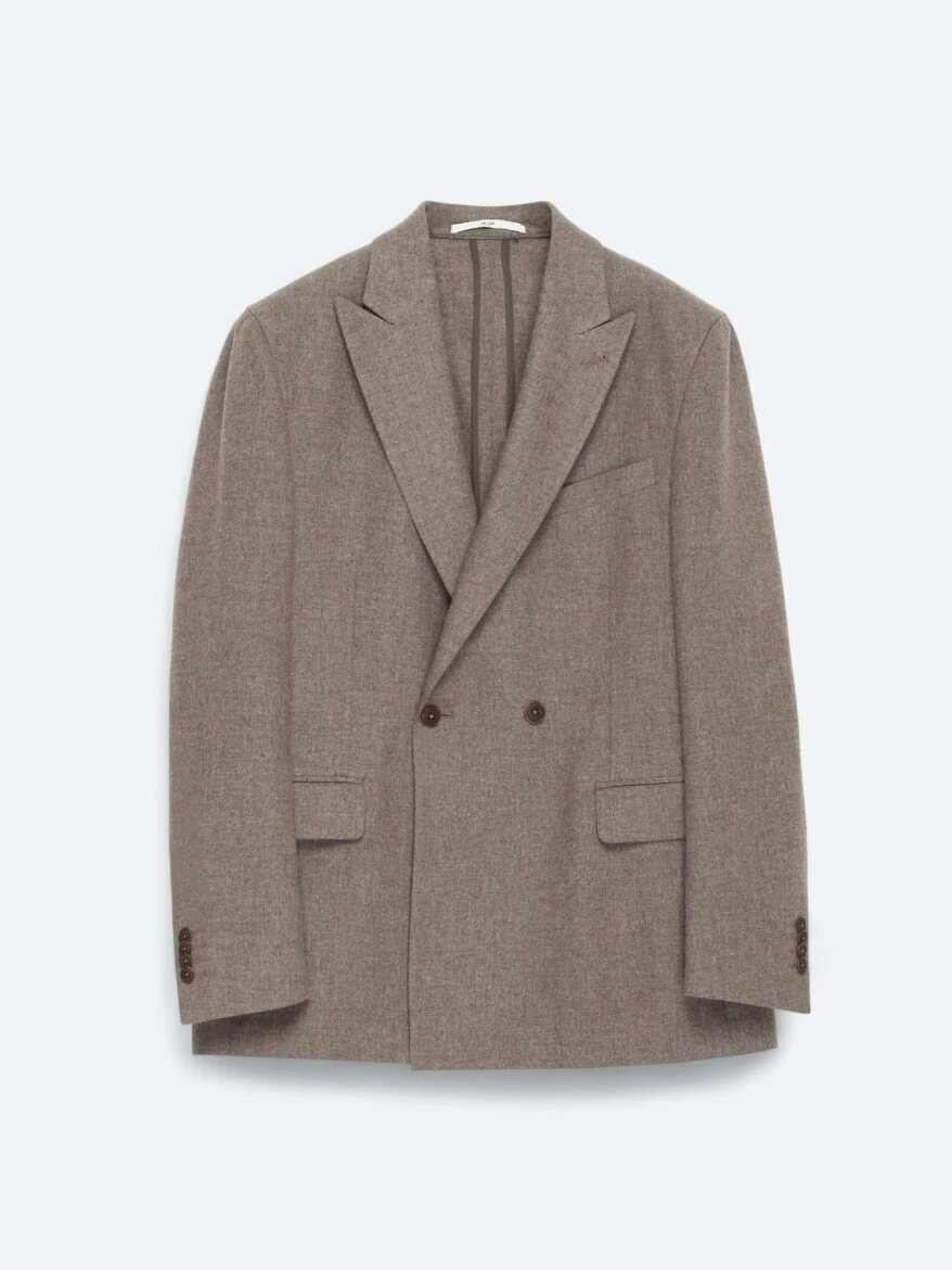 Kahverengi Modern Fit Yün Karışımlı Ceket - 8