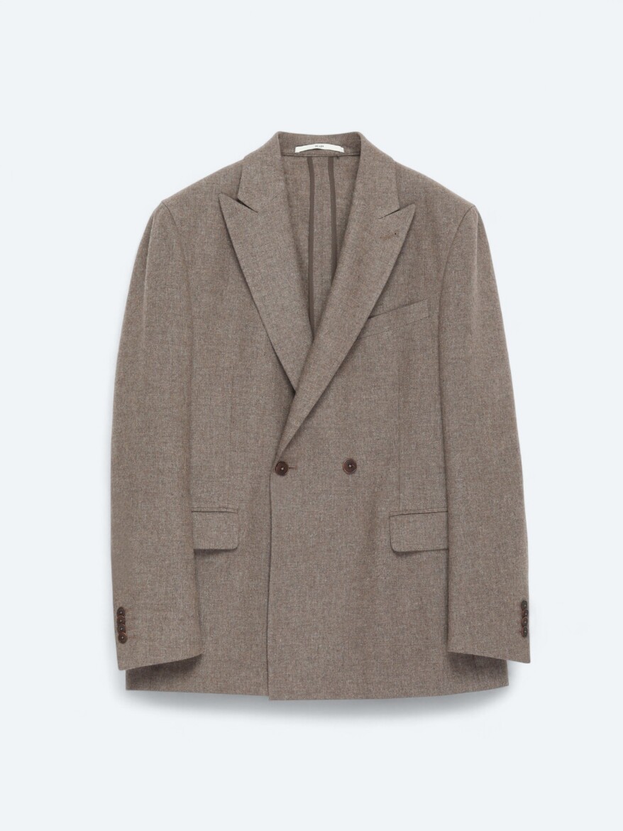 Kahverengi Modern Fit Yün Karışımlı Ceket - 8