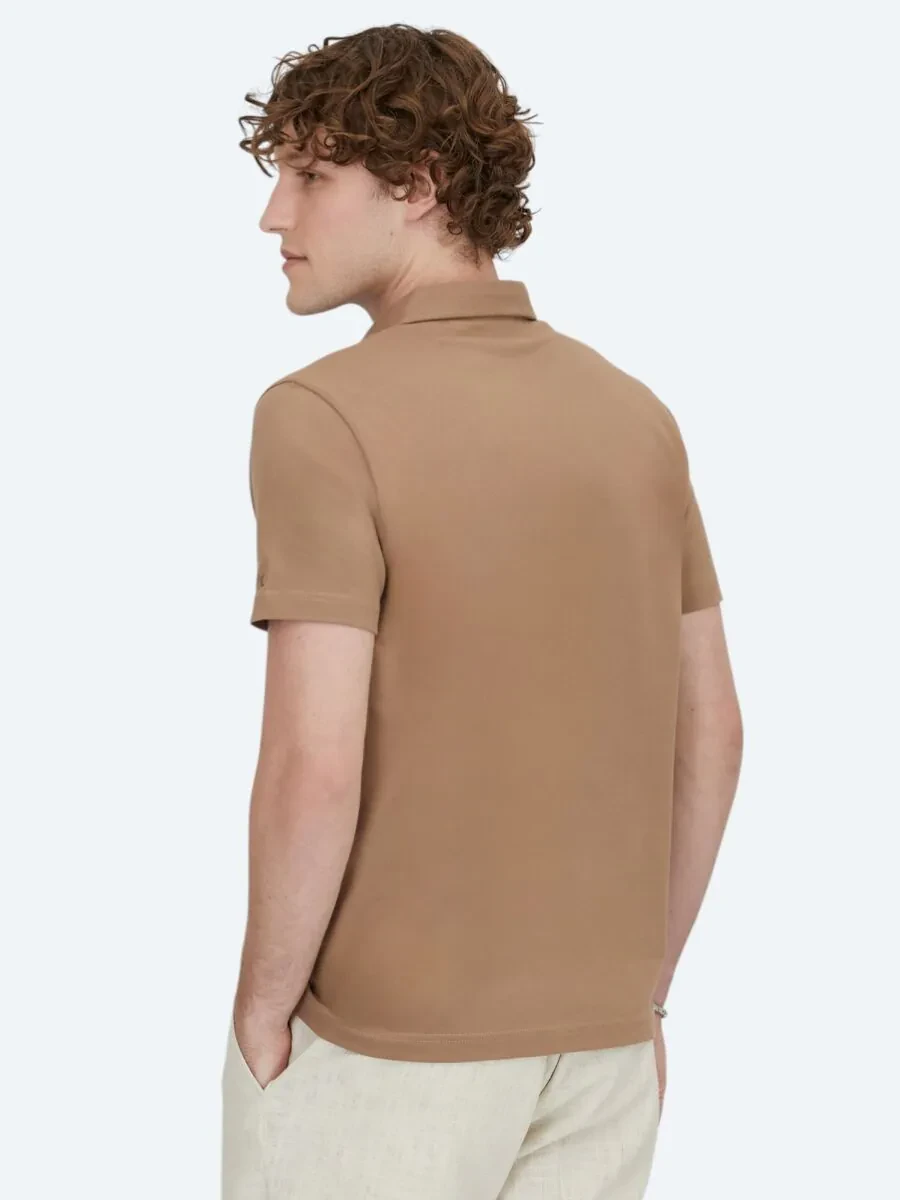 Kahverengi Polo Yaka Pamuk Karışımlı T-Shirt - 5