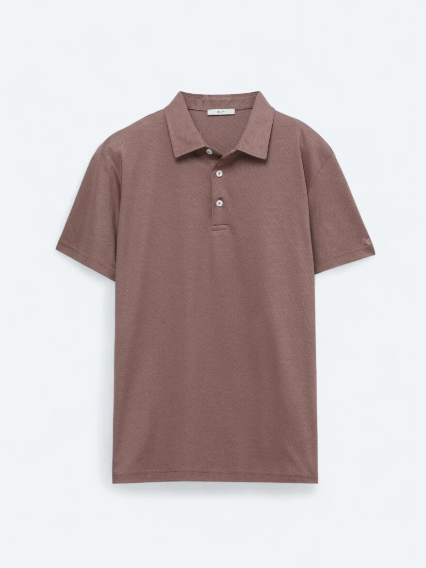 Kahverengi Polo Yaka Pamuk Karışımlı T-Shirt - 6
