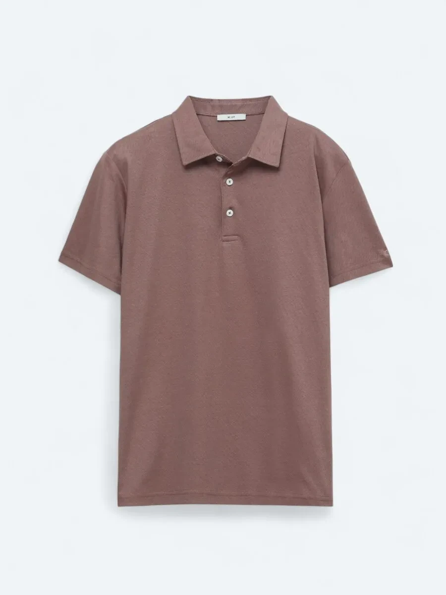 Kahverengi Polo Yaka Pamuk Karışımlı T-Shirt - 6