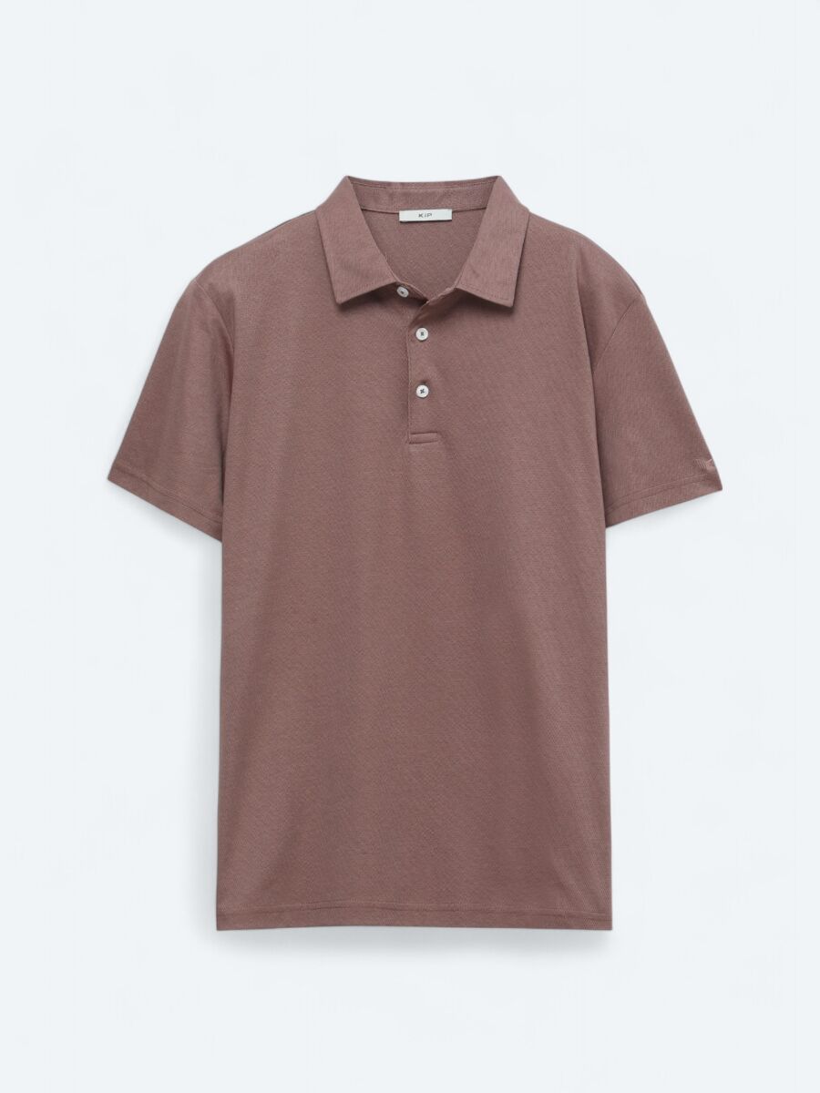 Kahverengi Polo Yaka Pamuk Karışımlı T-Shirt - 6