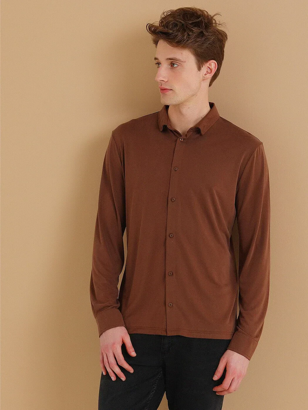 Kahverengi Regular Fit Casual Gömlek - 1