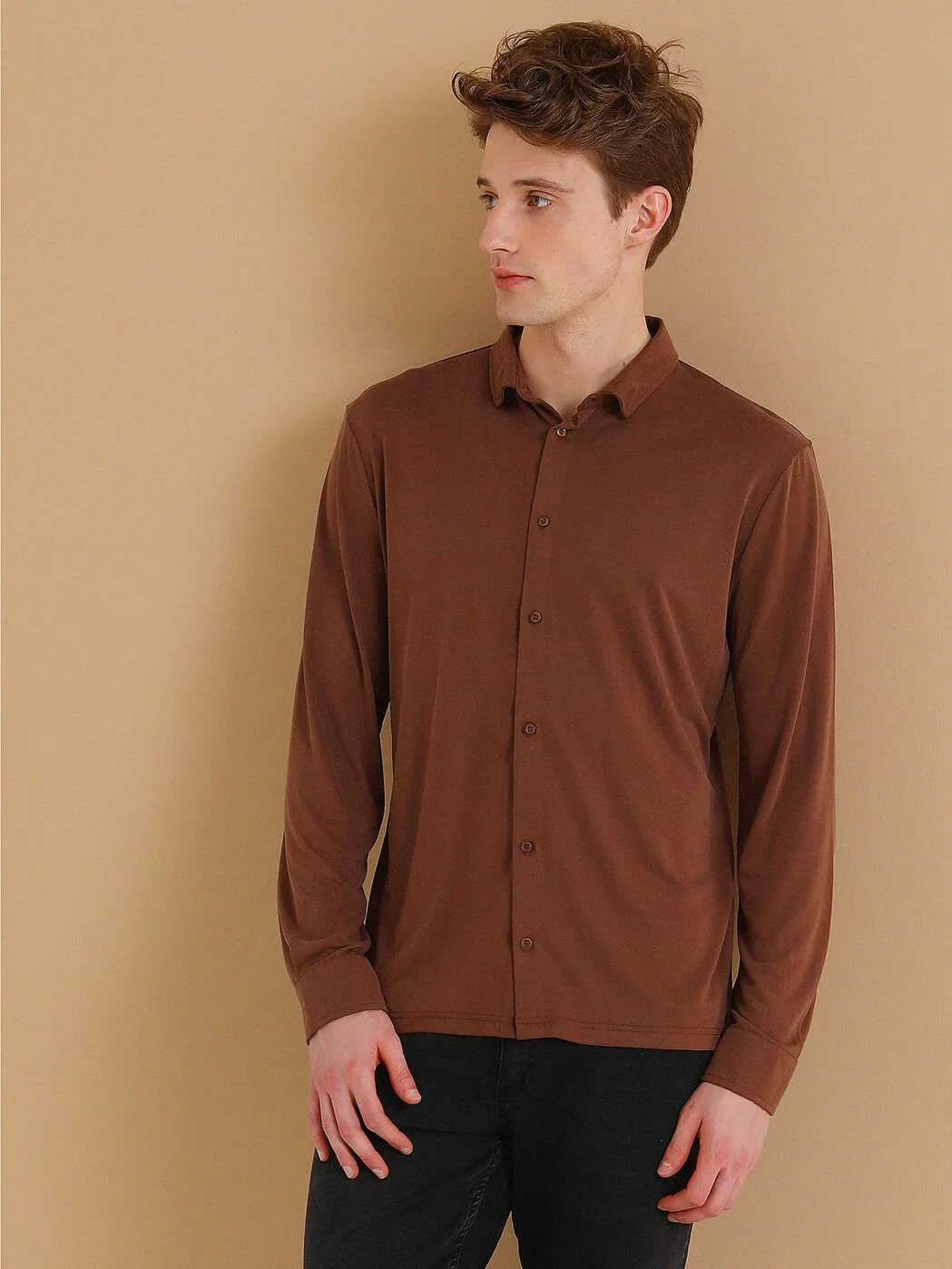 Kahverengi Regular Fit Casual Gömlek - 1