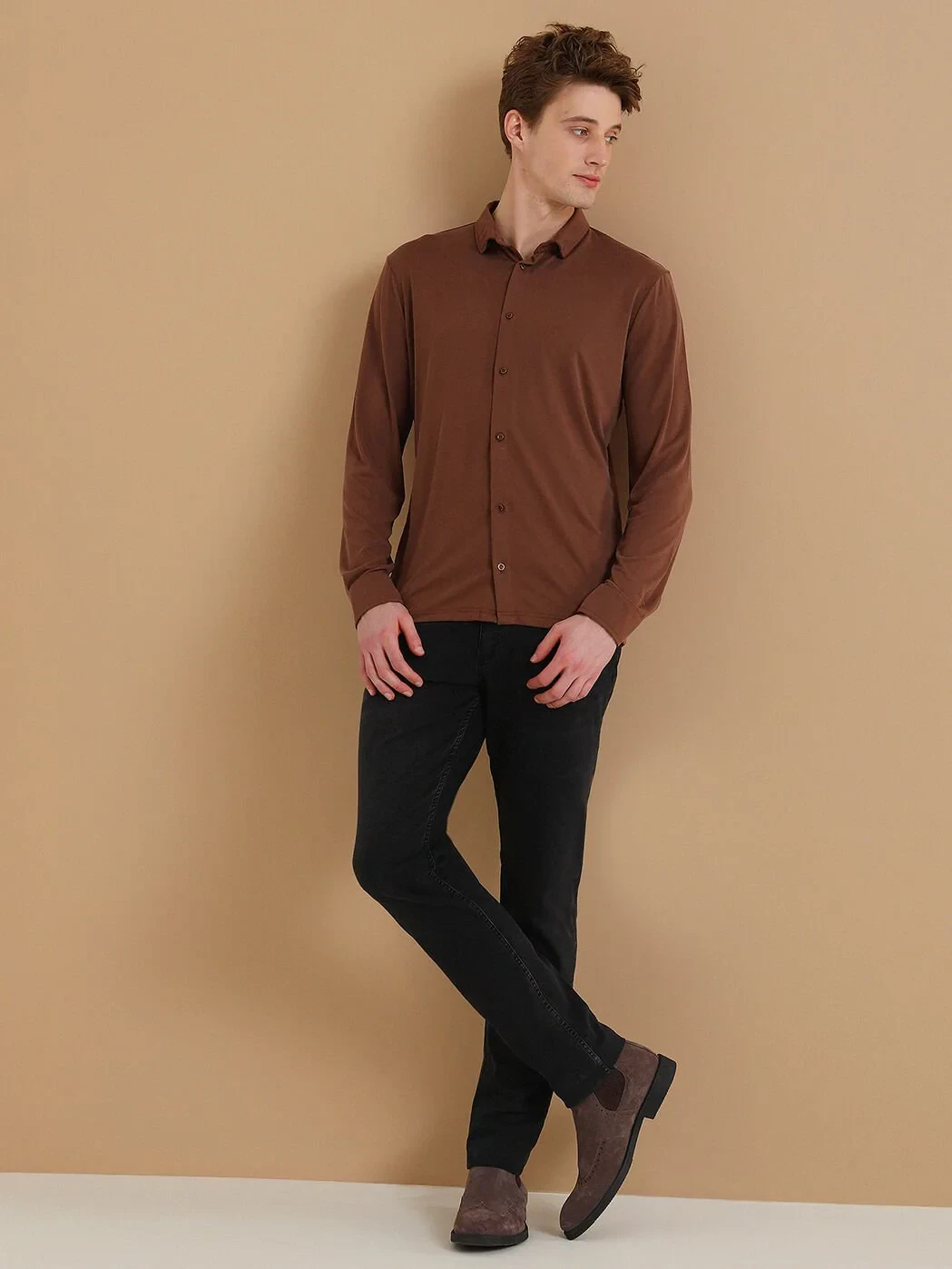 Kahverengi Regular Fit Casual Gömlek - 2