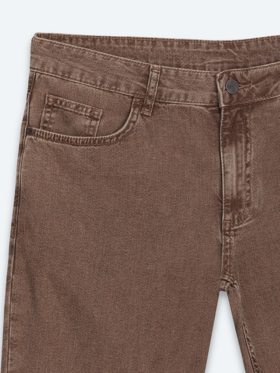 Kahverengi Regular Fit Denim %100 Pamuk Pantolon - 7