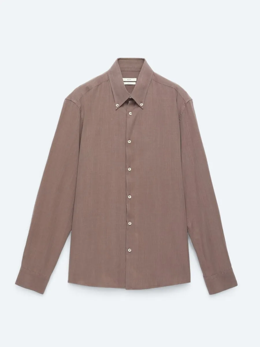 Kahverengi Regular Fit Dokuma Casual Pamuk Karışımlı Gömlek - 7